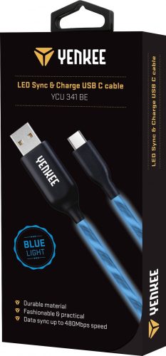 Yenkee YCU 341 BE kábel USB-A /// USB-C (1m) (blue) (LED) (35053491)