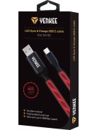 Yenkee YCU 341 kábel USB A 2.0 / USB C (1m) (red) (LED) (35053492)