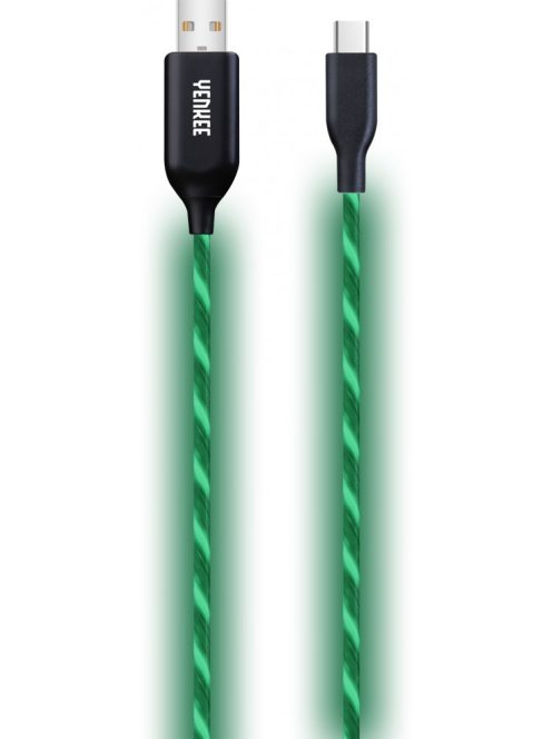 Yenkee YCU 341 kábel USB A 2.0 / USB C (1m) (green) (LED) (35053493)