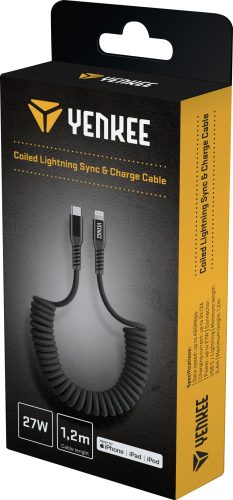 Yenkee YCU 503 BK USB-C // Lightning spirál kábel