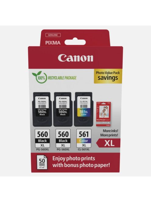 Canon PG-560XL (2x) // CL-561XL (1x) (+50db 10x15cm papír) multipack (42,9ml) (3712C012)