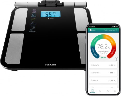 Sencor SBS 8800BK személyi fitnesz mérleg (Bluetooth) (41008880)