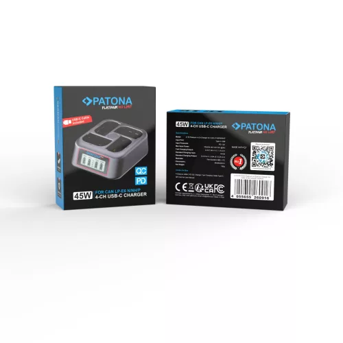 PATONA (QUAD) (LCD) akkumulátor töltő // Battery Charger (for Canon LP-E6 series) (4178)
