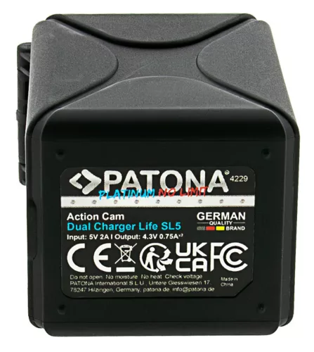 PATONA PLATINUM akkumulátor töltő (DUAL) (for PATONA Action Cam Life SL5) (4229)