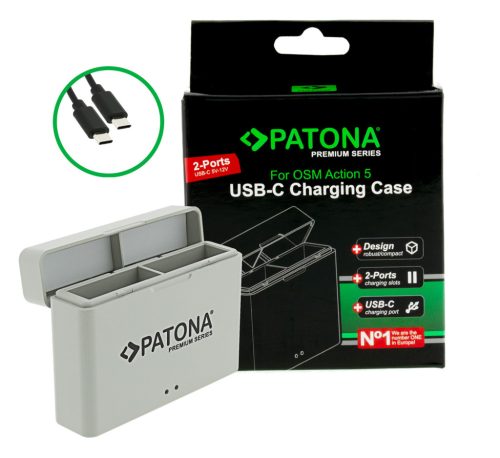 PATONA PLATINUM akkumulátor töltő (DUAL) (for DJI OSMO Action 3/4/5 PRO) (4241)