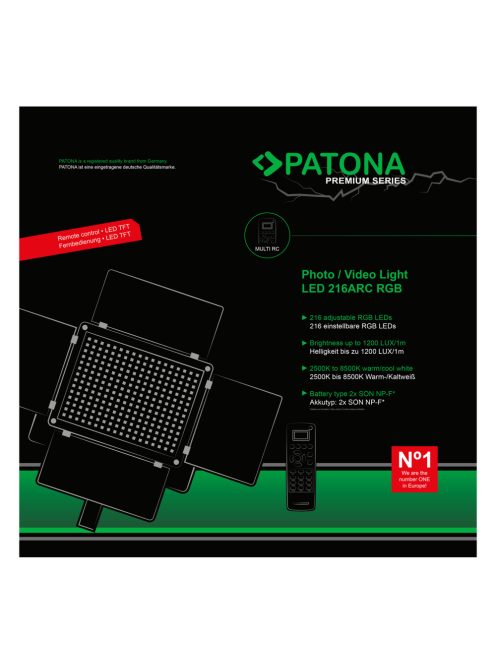PATONA PREMIUM LED 216ARC RGB fotós és videolámpa (távirányítóval) (4288)