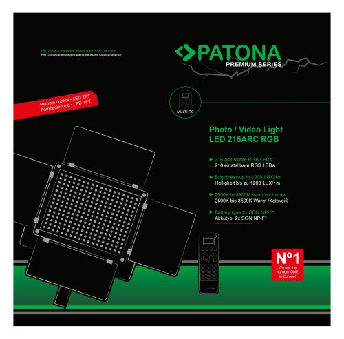 PATONA PREMIUM LED 216ARC RGB fotós és videolámpa (távirányítóval) (4288)