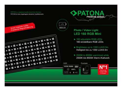 PATONA PREMIUM LED 160 RGB mini fotós és videó lámpa (4290)