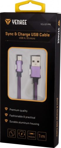 Yenkee YCU 221 PPE kábel USB-A /// micro USB (1m) (purple) (45013673)