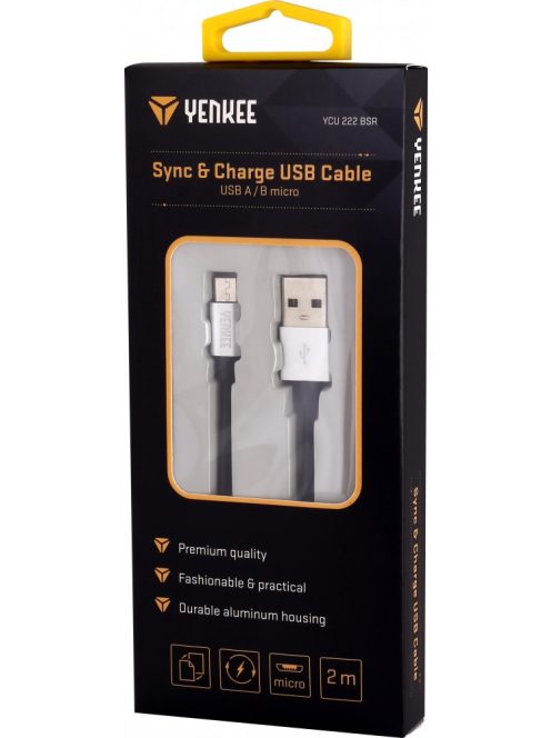 Yenkee YCU 222 BSR kábel USB A 2.0 / micro USB (2m) (silver) (45013676)