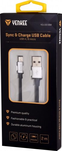 Yenkee YCU 222 BSR kábel USB A 2.0 / micro USB (2m) (silver) (45013676)