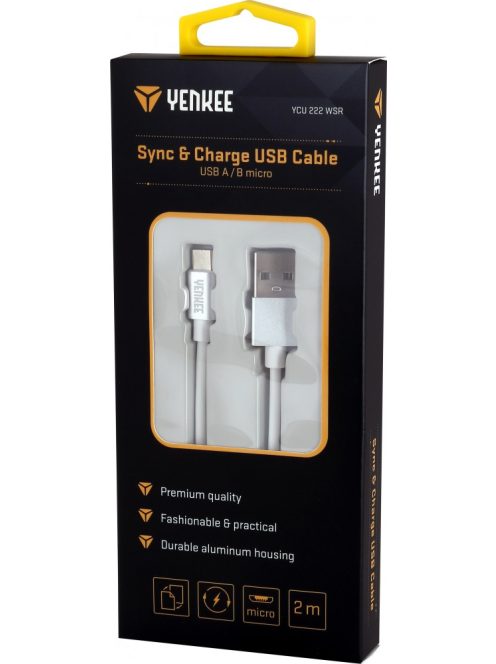 Yenkee YCU 222 WSR kábel USB A 2.0 / micro USB (2m) (white) (45013678)