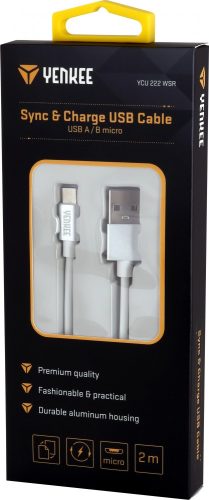 Yenkee YCU 222 WSR kábel USB A 2.0 / micro USB (2m) (white) (45013678)