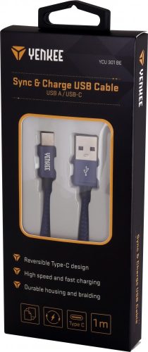 Yenkee YCU 302 kábel USB A 2.0 / USB C (2m) (blue) (45013680)