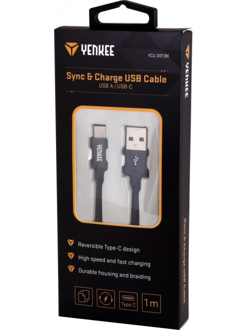 Yenkee YCU 301 kábel USB A 2.0 / USB C (1m) (black) (45013681)