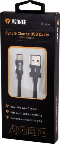 Yenkee YCU 301 kábel USB A 2.0 / USB C (1m) (black) (45013681)