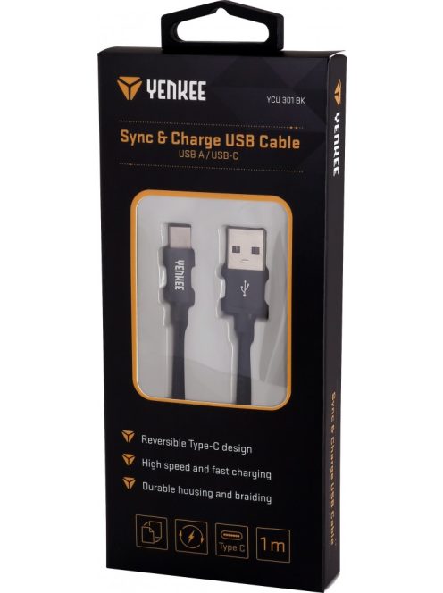 Yenkee YCU 302 kábel USB A 2.0 / USB C (2m) (black) (45013682)