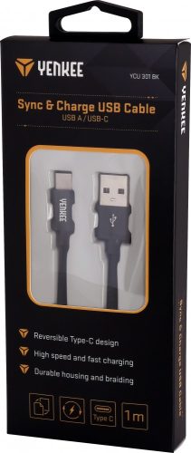 Yenkee YCU 302 kábel USB A 2.0 / USB C (2m) (black) (45013682)