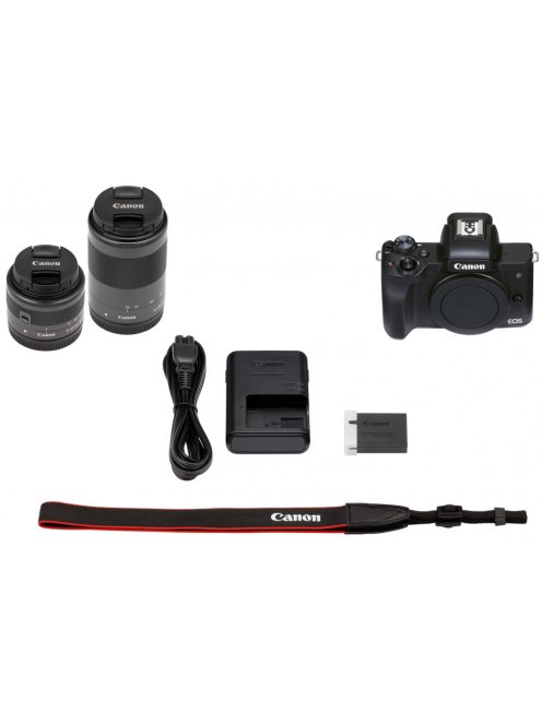 Canon EOS M50 mark II váz (black) + EF-M 15-45mm/3.5-6.3 IS STM + EF-M 55-200mm/4.5-6.3 IS STM (4728C015)