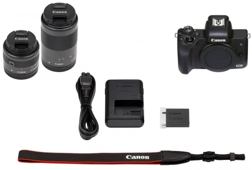Canon EOS M50 mark II váz (black) + EF-M 15-45mm/3.5-6.3 IS STM + EF-M 55-200mm/4.5-6.3 IS STM (4728C015)