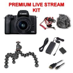   Canon EOS M50 mark II váz (black) + EF-M 15-45mm / 3.5-6.3 IS STM - PREMIUM LIVE STREAM KIT (4728C037)