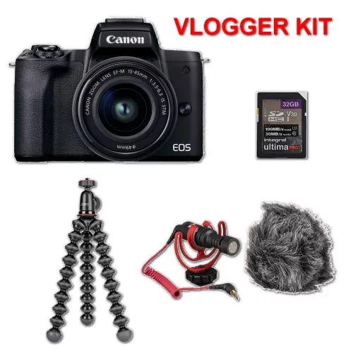 Canon EOS M50 mark II váz (black) + EF-M 15-45mm / 3.5-6.3 IS STM - VLOGGER KIT (4728C048)