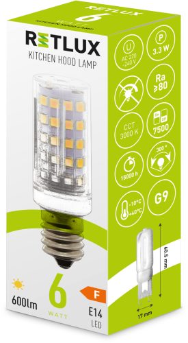 RETLUX RLL 459 LED izzó (JC) (E14) (6W) (PÁRAELSZÍVÓKHOZ) (50005320)