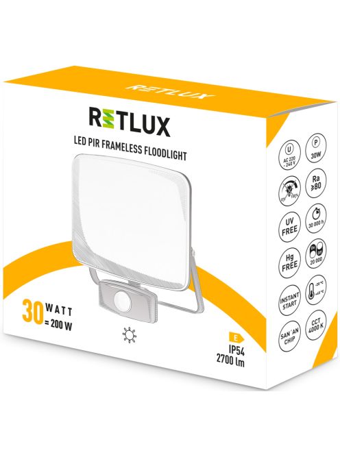 Retlux RSL 256 LED reflektor + PIR érzékelővel (30W)