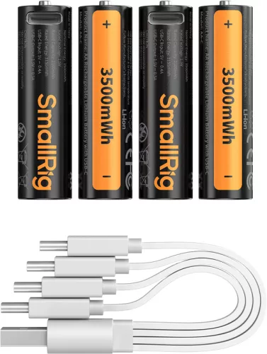 SmallRig 5768 Rechargeable Lithium Battery AA (2100mAh) with USB-C (4pcs)