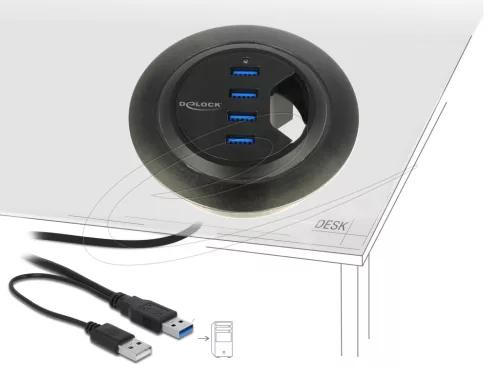 Delock 62868 4 porttal rendelkező asztali USB 3.0 elosztó