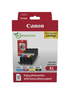   Canon CLI-551 XL (4in1) tintapatron multipack (C/M/Y/BK) + 50db fotópapír (6443B008)