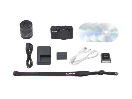 Canon EOS M váz + EF-M 18-55mm / 3.5-5.6 IS STM objektív + 90EX vaku (4 színben) (fekete)