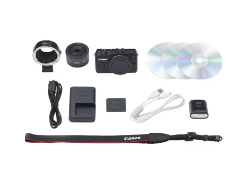 Canon EOS M váz + EF-M 22mm / 2.0 STM objektív + EF M - EF adapter + 90EX vaku (2 színben) (fekete)
