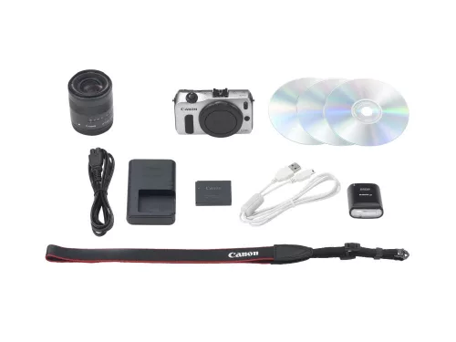 Canon EOS M váz + EF-M 18-55mm / 3.5-5.6 IS STM objektív + 90EX vaku (4 színben) (ezüst)