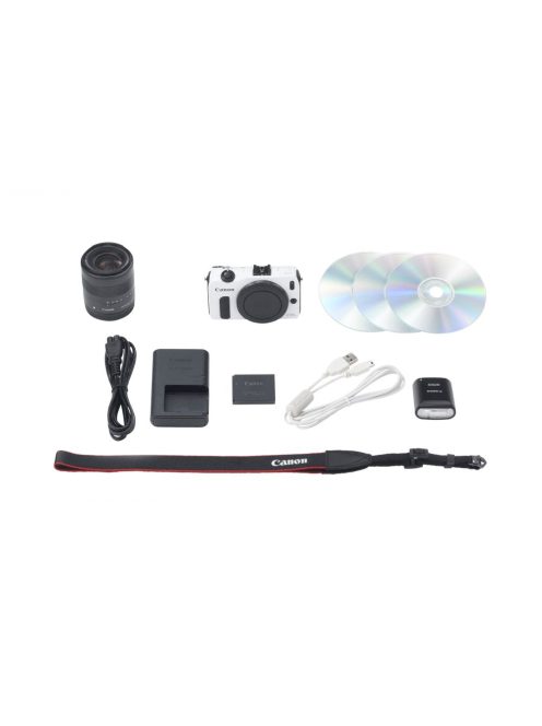 Canon EOS M váz + EF-M 18-55mm / 3.5-5.6 IS STM objektív + 90EX vaku (4 színben) (fehér)