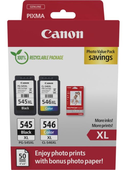 Canon PG-545XL + CL-546XL tintapatron multipack +50db (10x15 fotópapír) (8286B011)