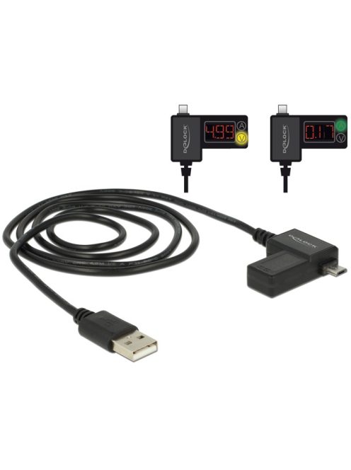Delock USB > micro USB kábel multiméterrel - 1m