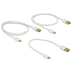   Delock USB 2.0 A-USB 2.0 Micro B kábel szett (30cm, 60cm, 90cm) (3db) (white)