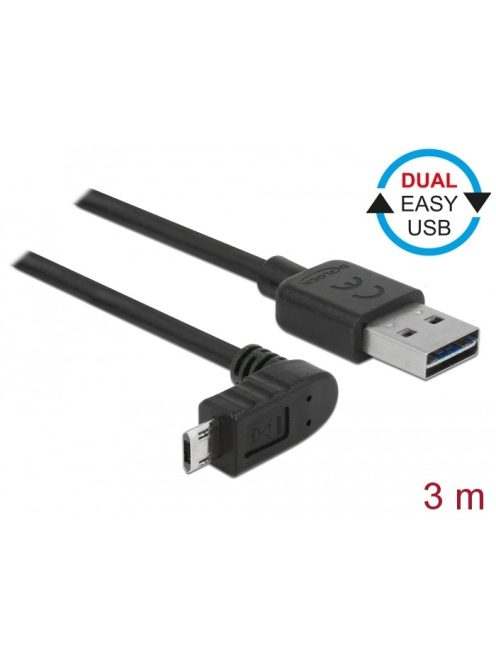 Delock USB-A 2 /// microUSB 2.0 kábel (L) (3m) (black) (83857)