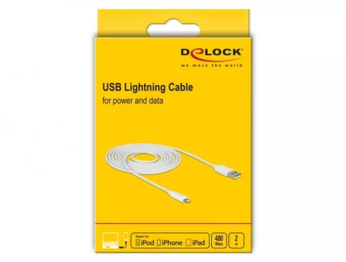 Delock USB-A /// Apple Lightning™ adat- és töltőkábel (2m) (83919)