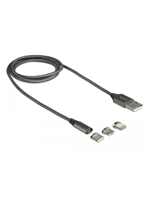 Delock Mágneses USB töltő  / Micro USB / USB Type-C / Lightning (1m)