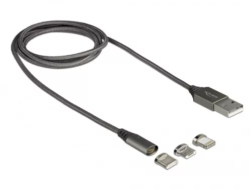 Delock Mágneses USB töltő  / Micro USB / USB Type-C / Lightning (1m)