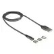 Delock Mágneses USB töltő  / Micro USB / USB Type-C / Lightning (1m)