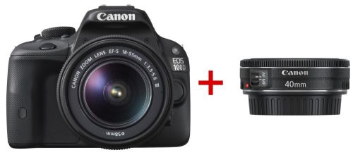 Canon EOS 100D + EF-S 18-55mm / 3.5-5.6 III + EF 40mm / 2.8 STM (2 év Garancia)