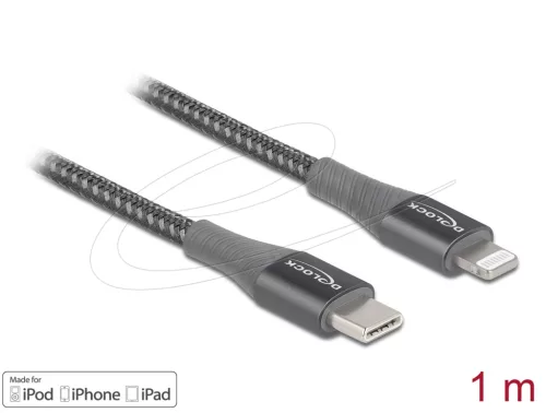 Delock 86631 USB-C /// LIGHTNING adat és töltőkábel (1m) (gray)