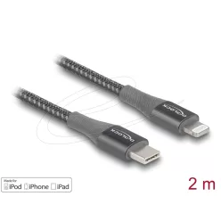   Delock 86632 USB-C /// LIGHTNING adat és töltőkábel (2m) (gray)