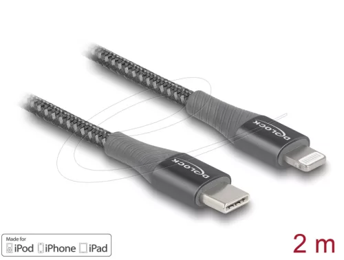 Delock 86632 USB-C /// LIGHTNING adat és töltőkábel (2m) (gray)