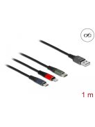 Delock USB töltő kábel 3in1 USB-A to Lightning™, Micro USB, USB-C™ csatlakozáshoz (1m) (87277)