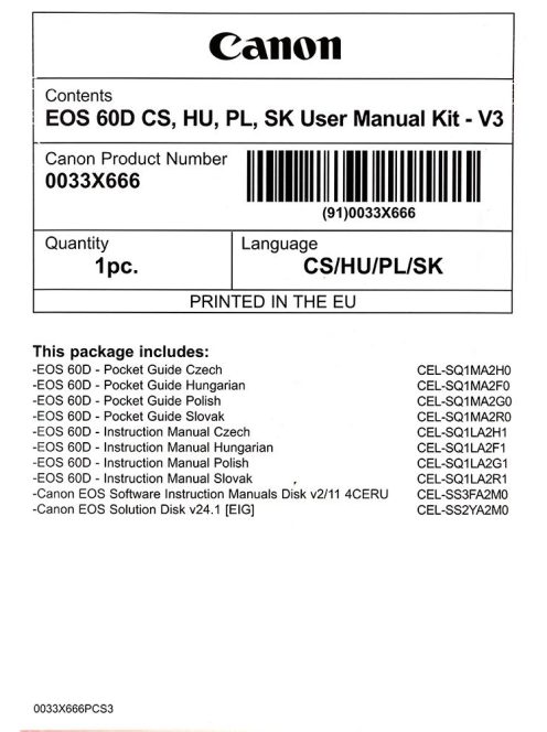 Canon EOS 60D használati útmutató + szoftver csomag V3