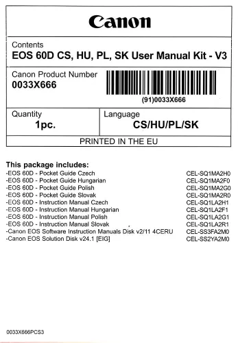 Canon EOS 60D használati útmutató + szoftver csomag V3